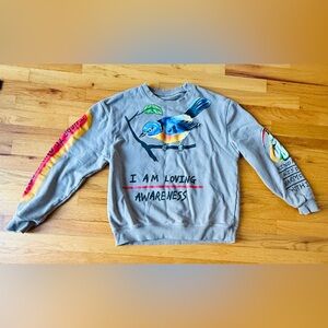 Kanye West I Am Loving Awareness Grey Sweatshirt 2 Sided Graphic Men’s Sz Small